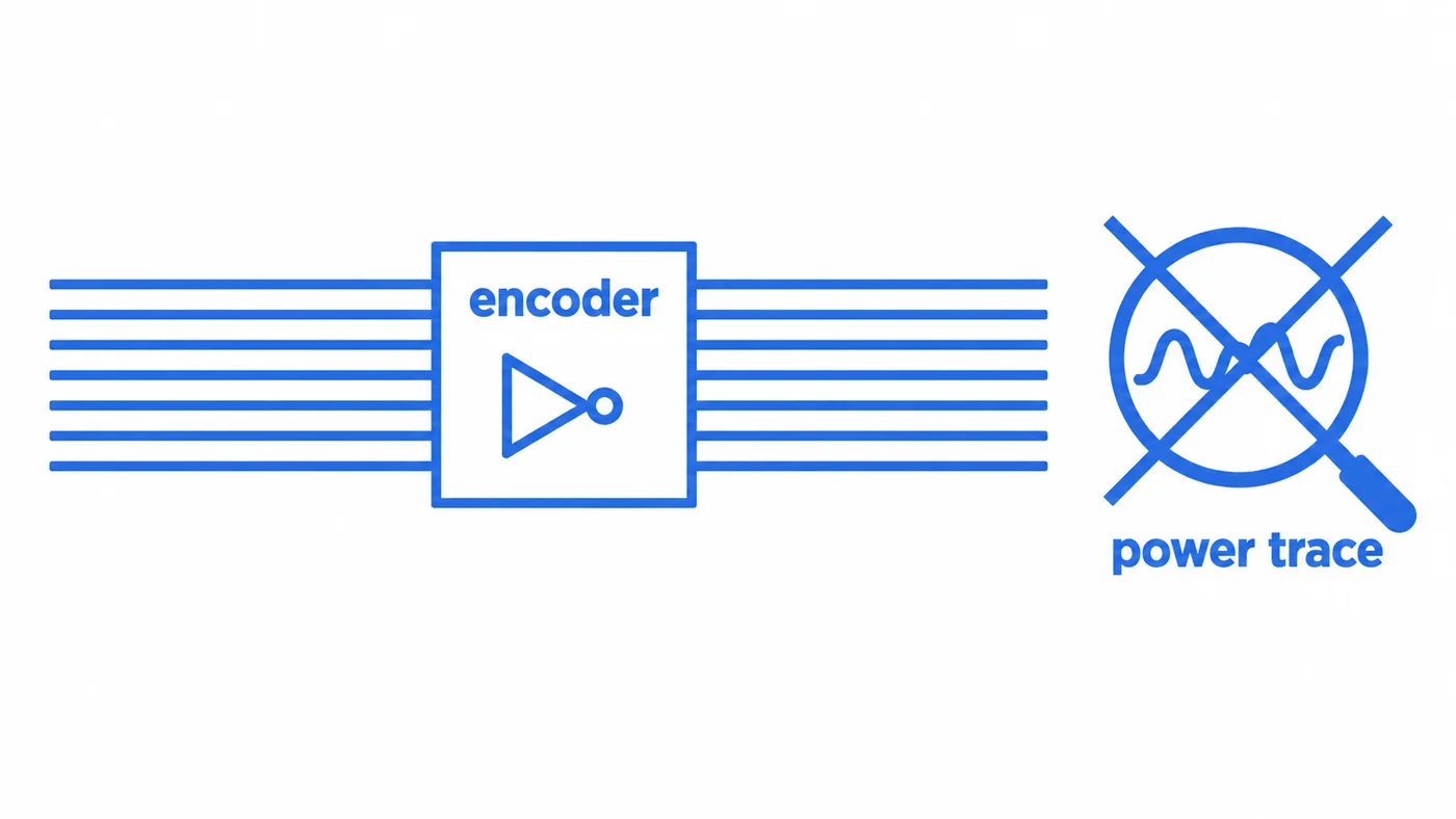 Schematic: bus-invert encoder hides the power trace